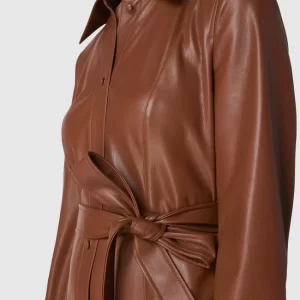 Am billigsten 👏 BOSS Midikleid In Leder-Optik Modell ‘Dalelli’ – Cognac 🌟 11